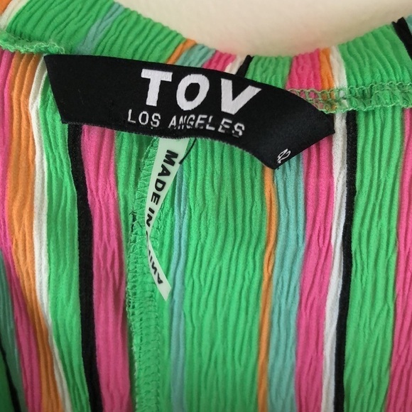 TOV Los Angeles Striped Guaze Off Shoulder Top Size 42/Large - Picture 5 of 7